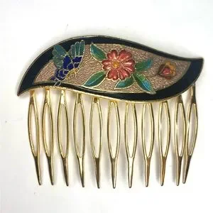 Vintage Cloisonne Enamel Nature Flower Hair Birds Comb Bundle Of 4 il_fullxfull.6254001982_rwac.jpg main image 3